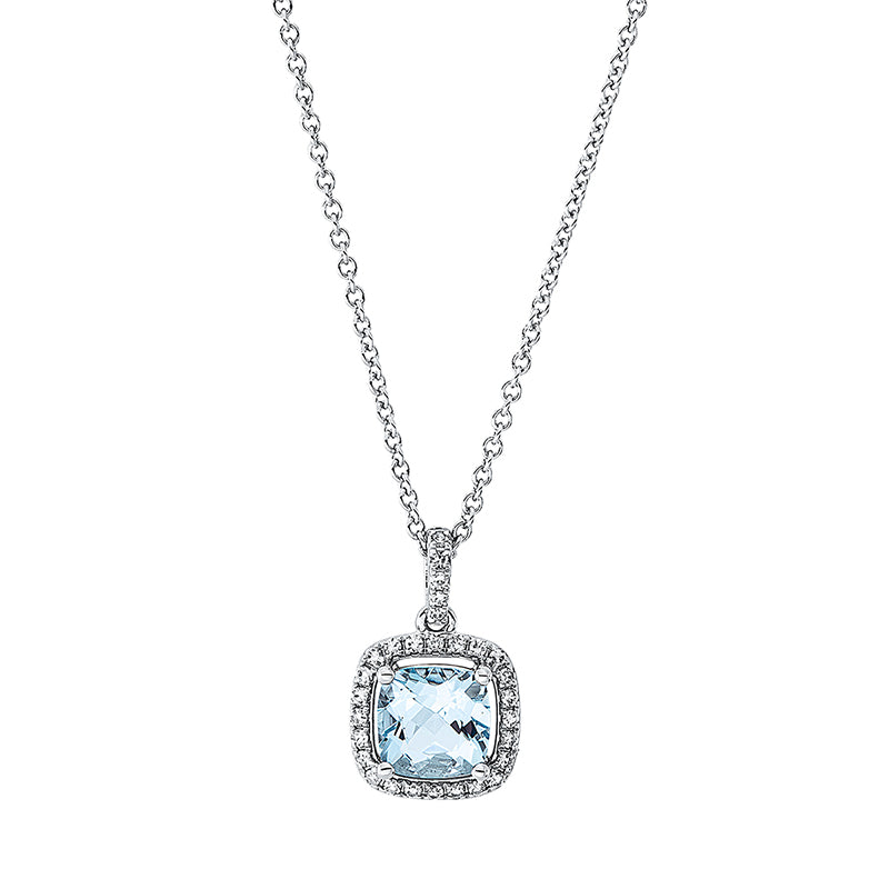 Collier mit Aquamarin  aus 750/-18 Karat Weißgold mit 29 Diamanten 0