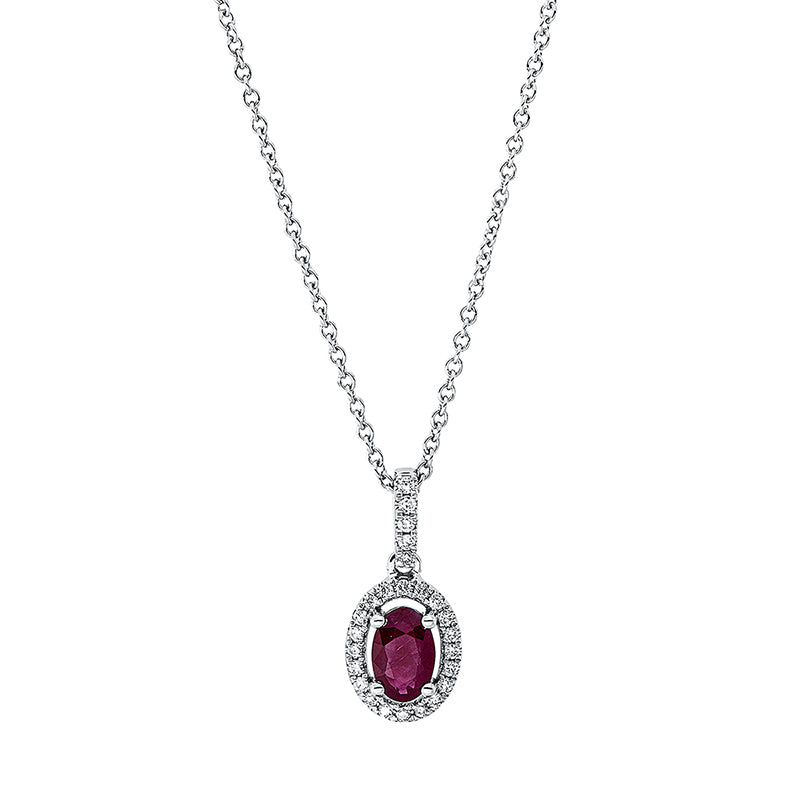 Collier mit Rubin  aus 750/-18 Karat Weißgold mit 25 Diamanten 0