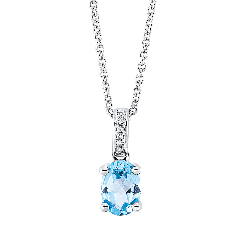 Collier mit Topas  aus 750/-18 Karat Weißgold mit 6 Diamanten 0