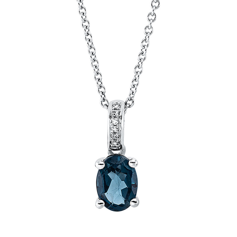 Collier mit Topas  aus 750/-18 Karat Weißgold mit 6 Diamanten 0