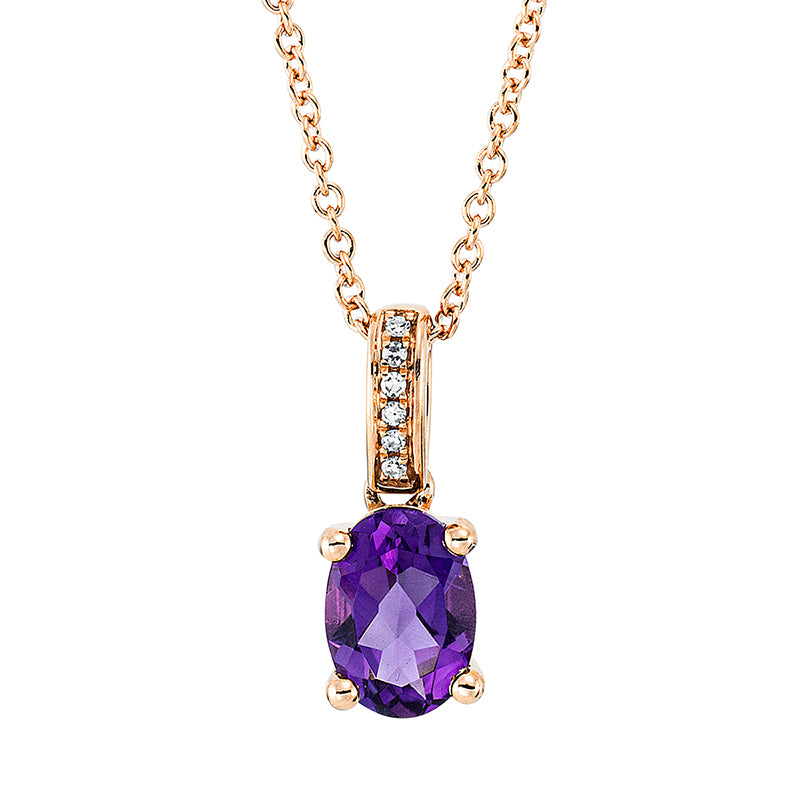 Collier mit Amethyst  aus 750/-18 Karat Rotgold mit 6 Diamanten 0