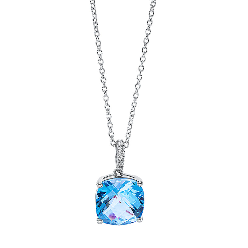 Collier mit Topas  aus 750/-18 Karat Weißgold mit 5 Diamanten 0