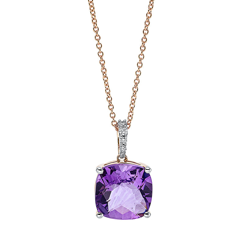 Collier mit Amethyst  aus 750/-18 Karat Rotgold mit 4 Diamanten 0