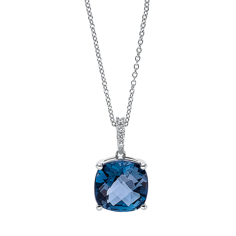 Collier mit Topas  aus 750/-18 Karat Weißgold mit 5 Diamanten 0