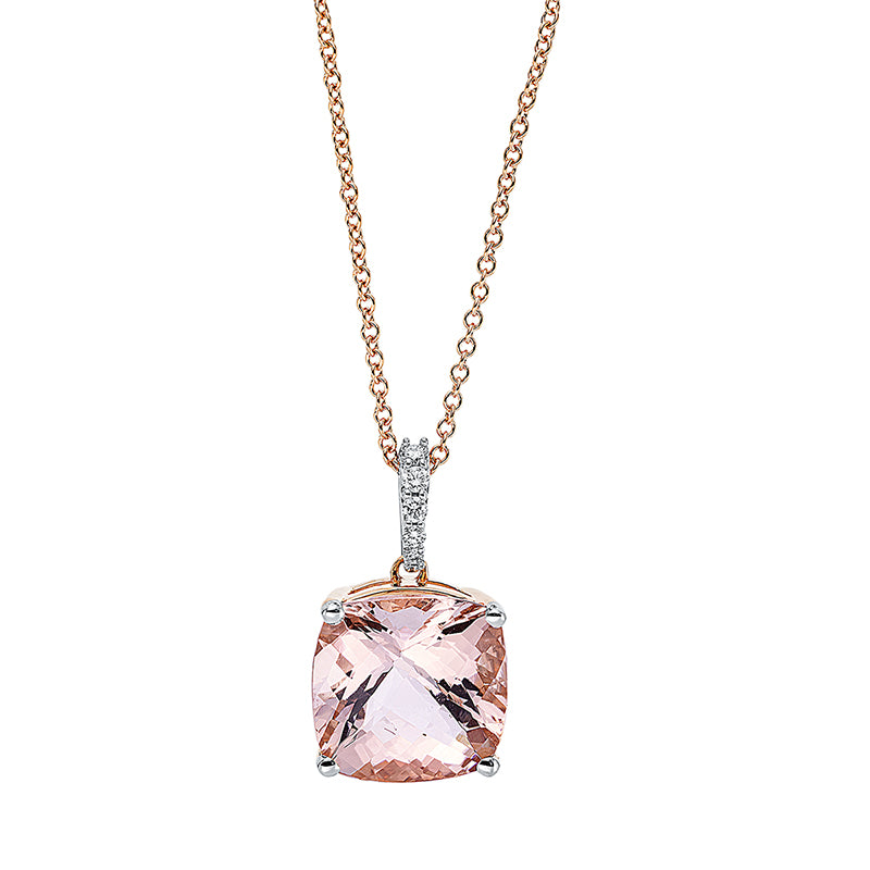 Collier mit Morganit  aus 750/-18 Karat Rotgold mit 5 Diamanten 0