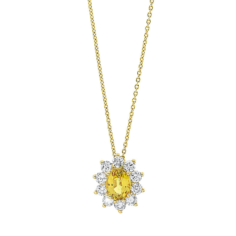 Collier mit Saphir  aus 750/-18 Karat Gelbgold mit 10 Diamanten 0