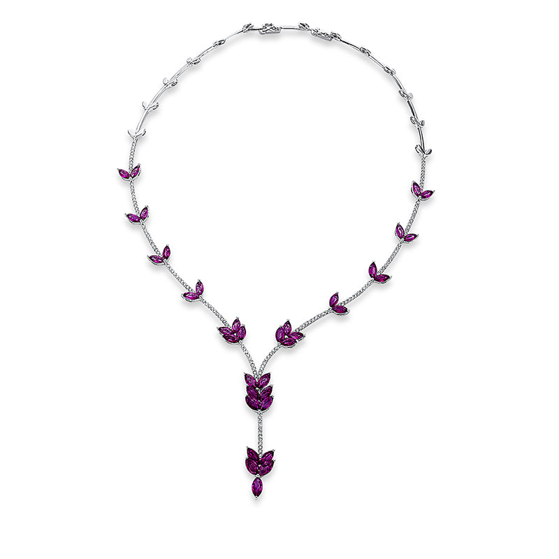 Collier mit Rubin  aus 750/-18 Karat Weißgold mit 143 Diamanten 2