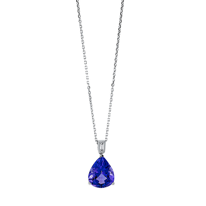 Collier mit Tansanit  aus 585/-14 Karat Weißgold mit 1 Diamant 0