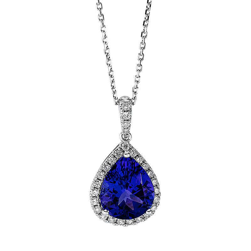 Collier mit Tansanit  aus 750/-18 Karat Weißgold mit 27 Diamanten 0