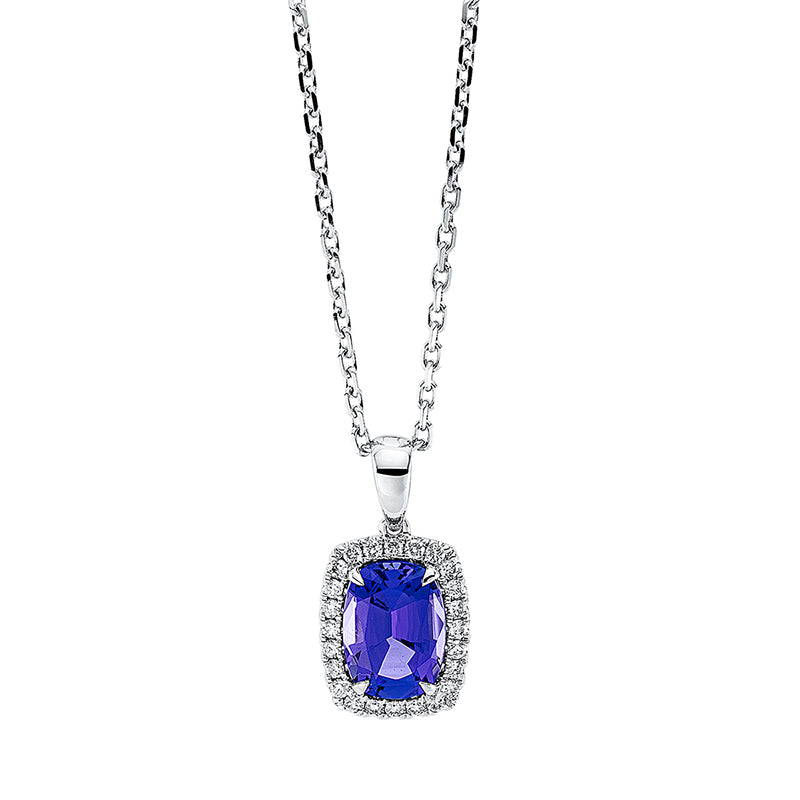 Collier mit Tansanit  aus 750/-18 Karat Weißgold mit 24 Diamanten 0