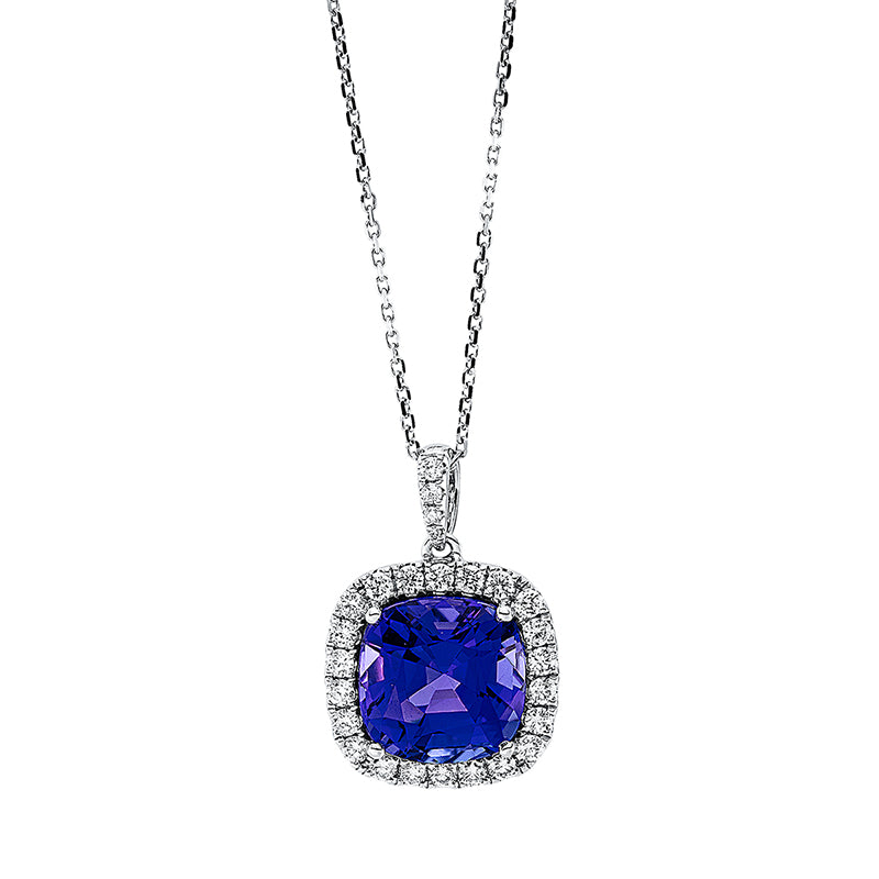 Collier mit Tansanit  aus 750/-18 Karat Weißgold mit 26 Diamanten 0