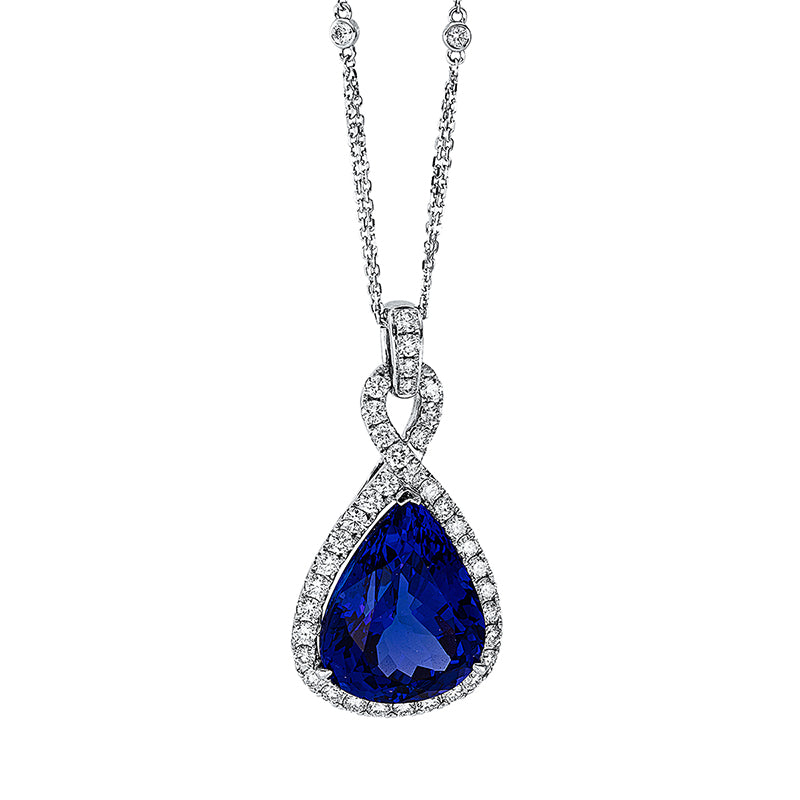 Collier mit Tansanit  aus 750/-18 Karat Weißgold mit 42 Diamanten 1