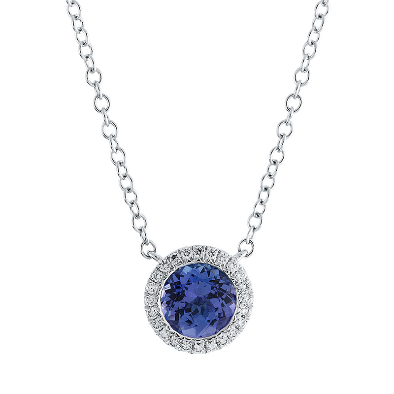 Collier mit Saphir  aus 750/-18 Karat Weißgold mit 24 Diamanten 0