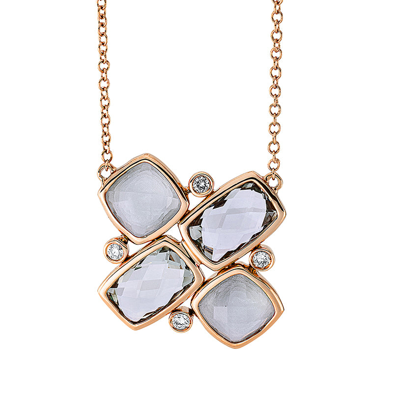 Collier mit Amethyst  aus 750/-18 Karat Rotgold mit 4 Diamanten 0