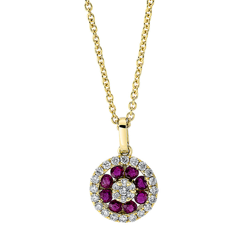 Collier mit Rubin  aus 750/-18 Karat Gelbgold mit 32 Diamanten 0