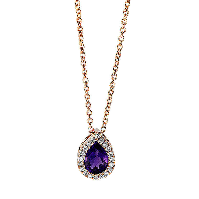 Collier mit Amethyst  aus 750/-18 Karat Rotgold mit 20 Diamanten 0