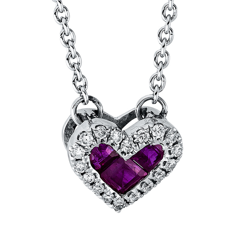 Collier mit Rubin  aus 750/-18 Karat Weißgold mit 18 Diamanten 0
