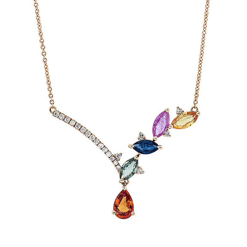 Collier mit Saphir  aus 750/-18 Karat Rotgold mit 20 Diamanten 0