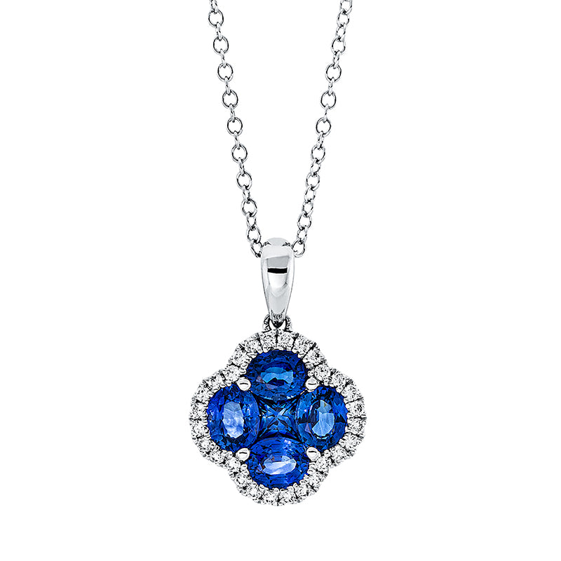 Collier mit Saphir  aus 585/-14 Karat Weißgold mit 28 Diamanten 0