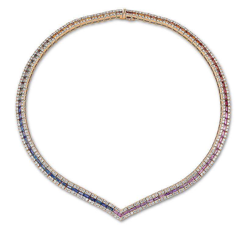 Collier mit Saphir  aus 750/-18 Karat Rotgold mit 396 Diamanten 9