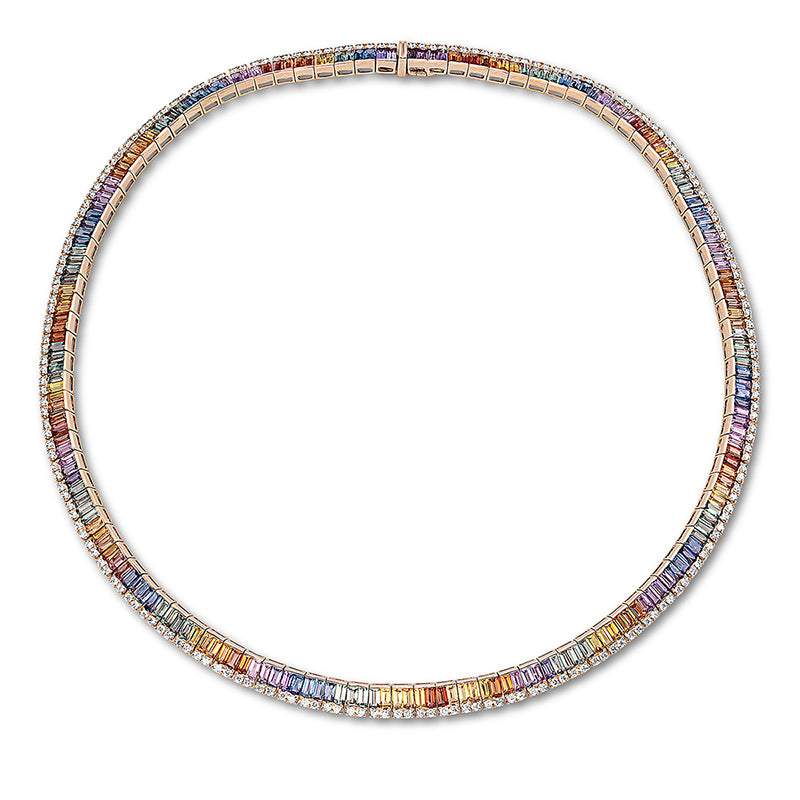 Collier mit Saphir  aus 750/-18 Karat Rotgold mit 202 Diamanten 3