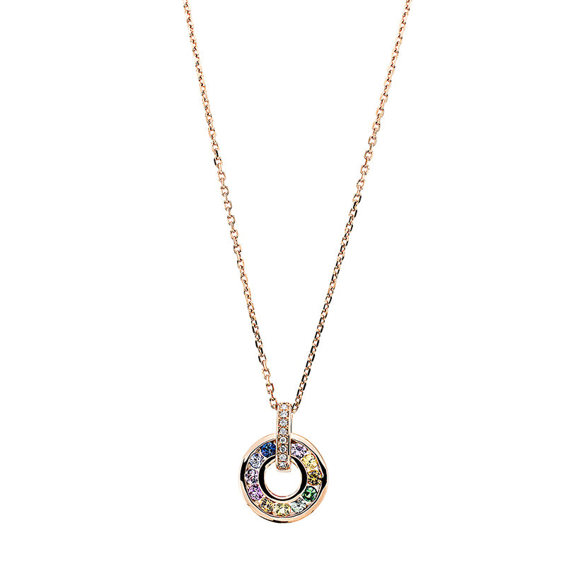 Collier mit Tsavorith  aus 750/-18 Karat Rotgold mit 8 Diamanten 0