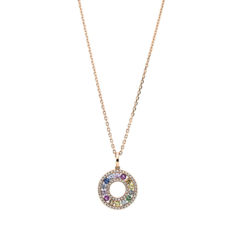 Collier mit Tsavorith  aus 750/-18 Karat Rotgold mit 60 Diamanten 0