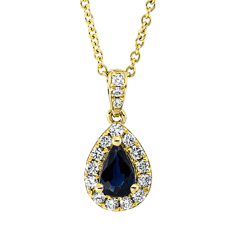 Collier mit Saphir  aus 750/-18 Karat Gelbgold mit 16 Diamanten 0