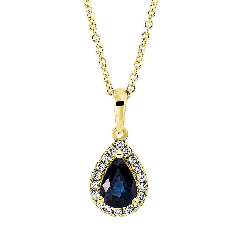 Collier mit Saphir  aus 750/-18 Karat Gelbgold mit 18 Diamanten 0