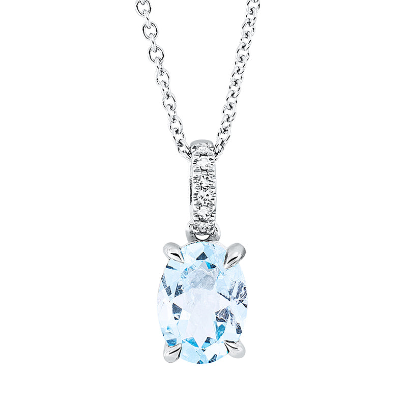 Collier mit Topas  aus 750/-18 Karat Weißgold mit 6 Diamanten 0