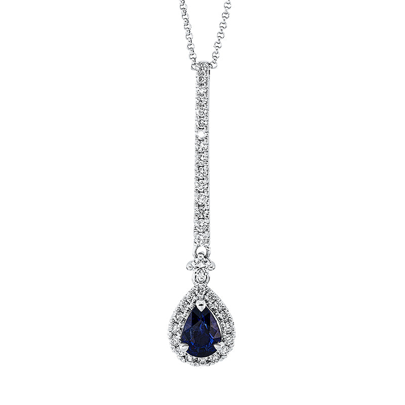 Collier mit Saphir  aus 750/-18 Karat Weißgold mit 32 Diamanten 0