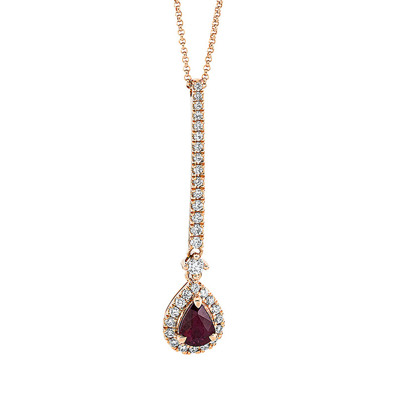 Collier mit Rubin  aus 750/-18 Karat Rotgold mit 32 Diamanten 0