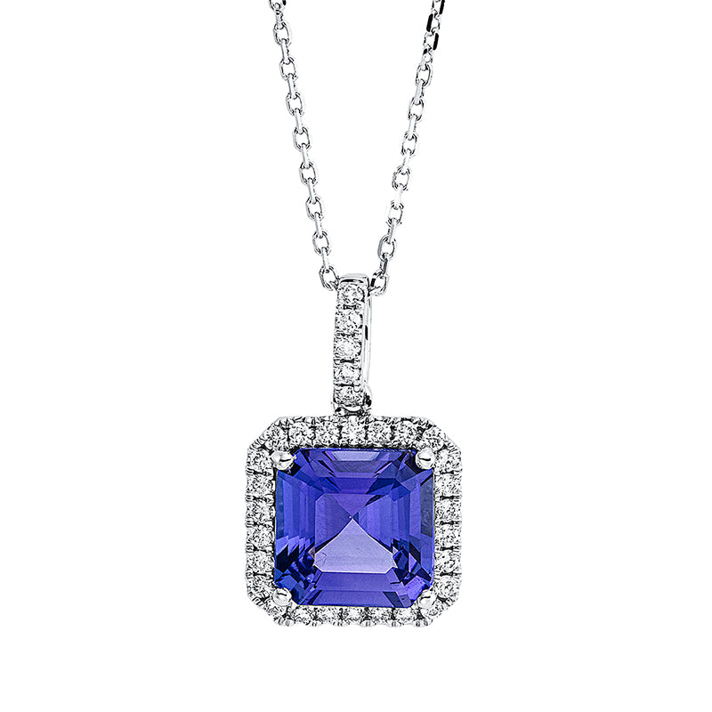 Collier mit Tansanit  aus 750/-18 Karat Weißgold mit 31 Diamanten 0