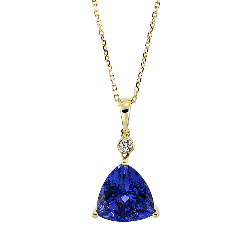Collier mit Tansanit  aus 585/-14 Karat Gelbgold mit 1 Diamant 0