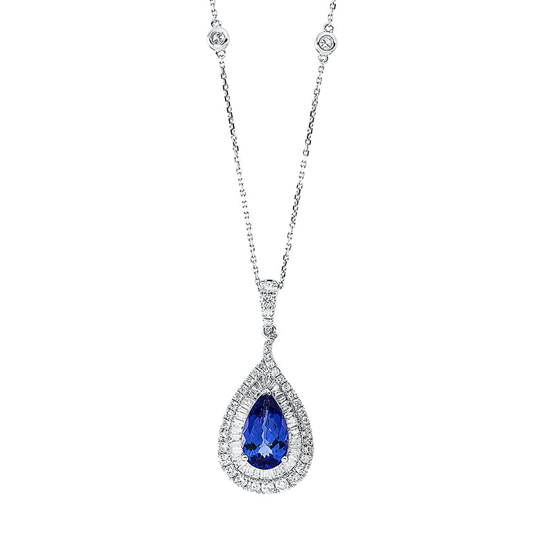 Collier mit Tansanit  aus 750/-18 Karat Weißgold mit 87 Diamanten 1