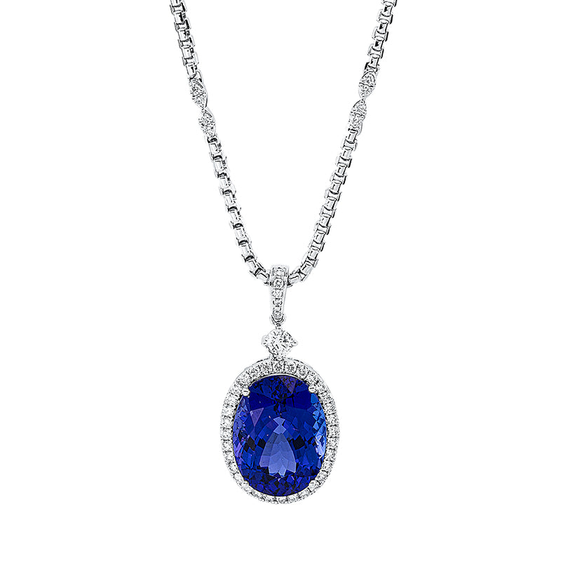 Collier mit Tansanit  aus 750/-18 Karat Weißgold mit 63 Diamanten 1