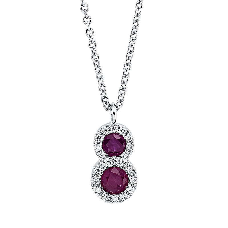 Collier mit Rubin  aus 750/-18 Karat Weißgold mit 21 Diamanten 0
