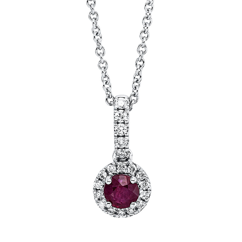 Collier mit Rubin  aus 750/-18 Karat Weißgold mit 19 Diamanten 0