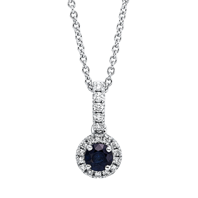 Collier mit Saphir  aus 750/-18 Karat Weißgold mit 19 Diamanten 0