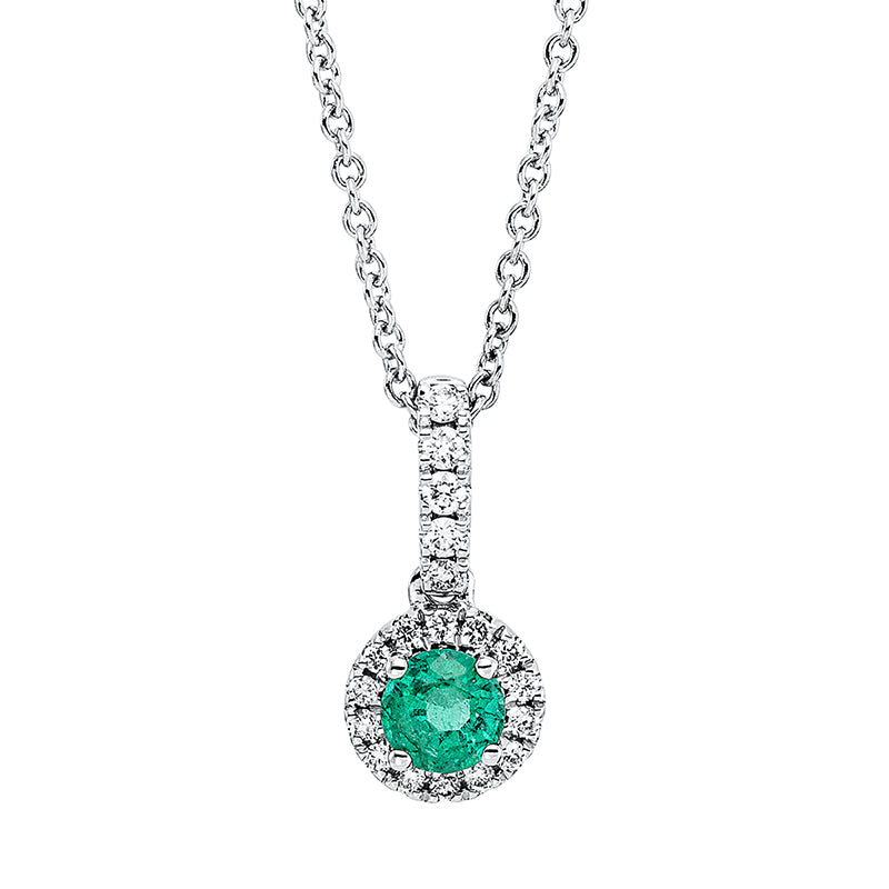 Collier mit Smaragd  aus 750/-18 Karat Weißgold mit 19 Diamanten 0