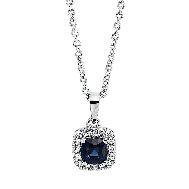 Collier mit Saphir  aus 750/-18 Karat Weißgold mit 16 Diamanten 0