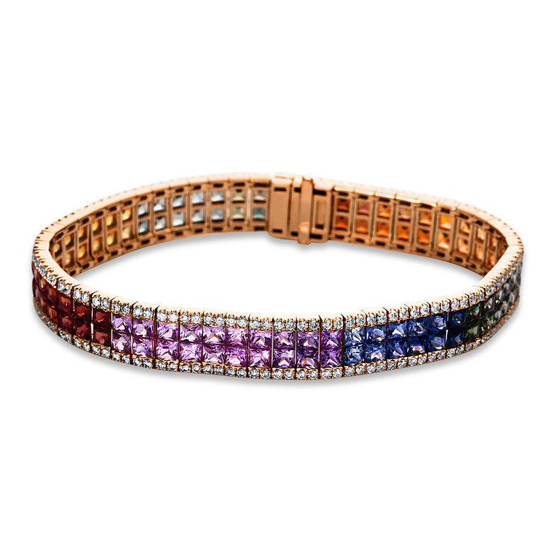 Armband mit Saphir  aus 750/-18 Karat Rotgold mit 228 Diamanten 2