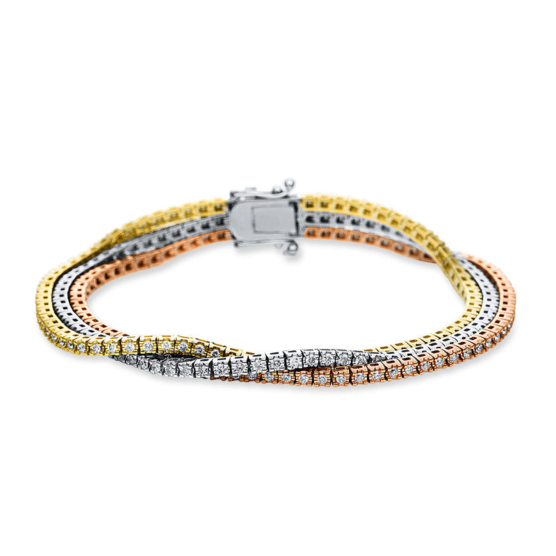 Armband    aus 750/-18 Karat Weißgold / Gelbgold / Rotgold mit 222 Diamanten 3 ct