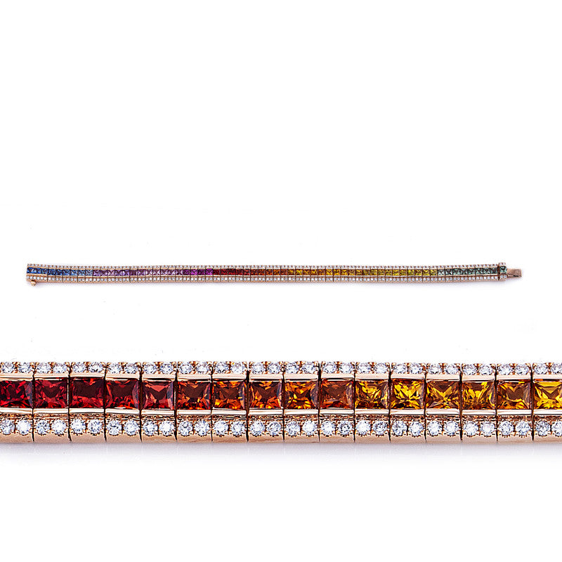 Armband mit Rubin  aus 750/-18 Karat Rotgold mit 256 Diamanten 1