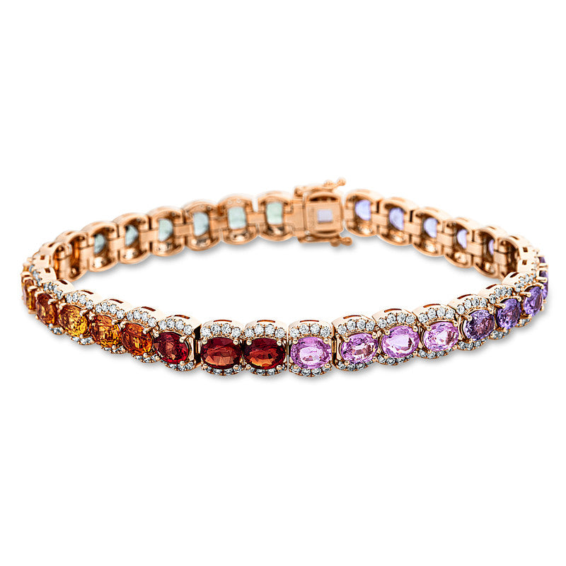 Armband mit Saphir  aus 750/-18 Karat Rotgold mit 264 Diamanten 1