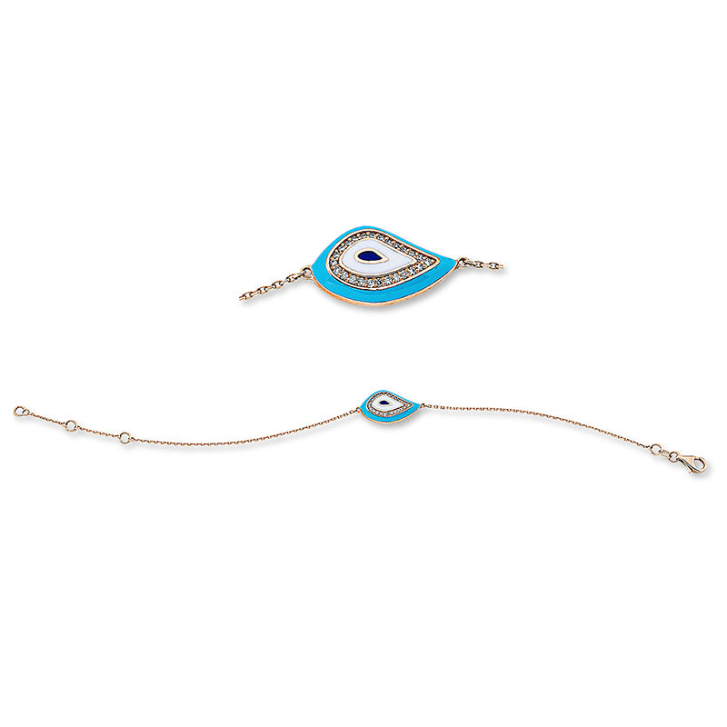 Armband mit Emaille  aus 585/-14 Karat Rotgold mit 25 Diamanten 0