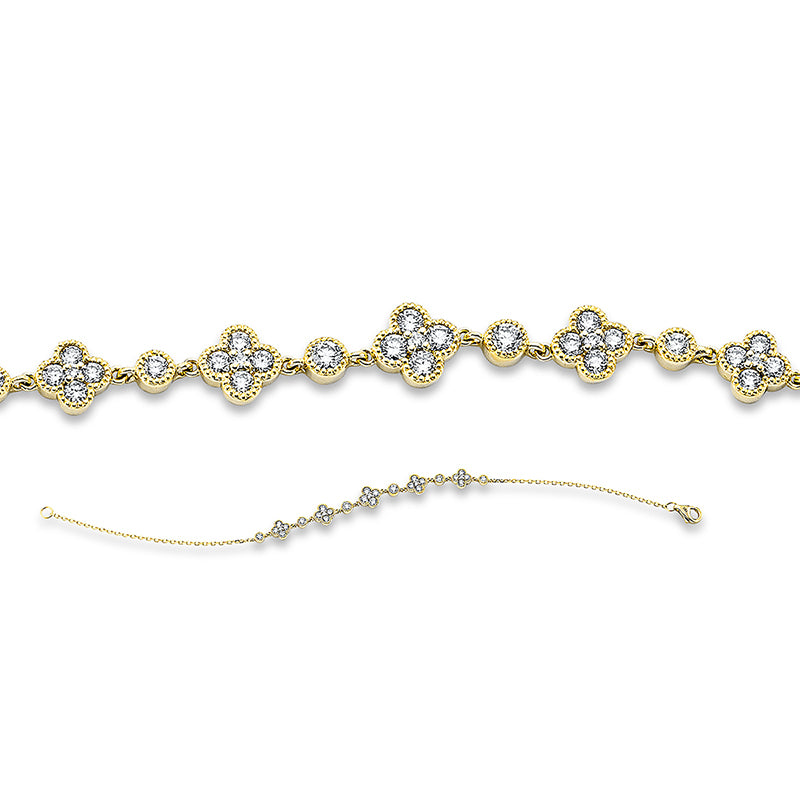 Armband - Mehrfachsteinbesatz aus Gold mit Diamanten, Fassung rhodiniert - 5D238