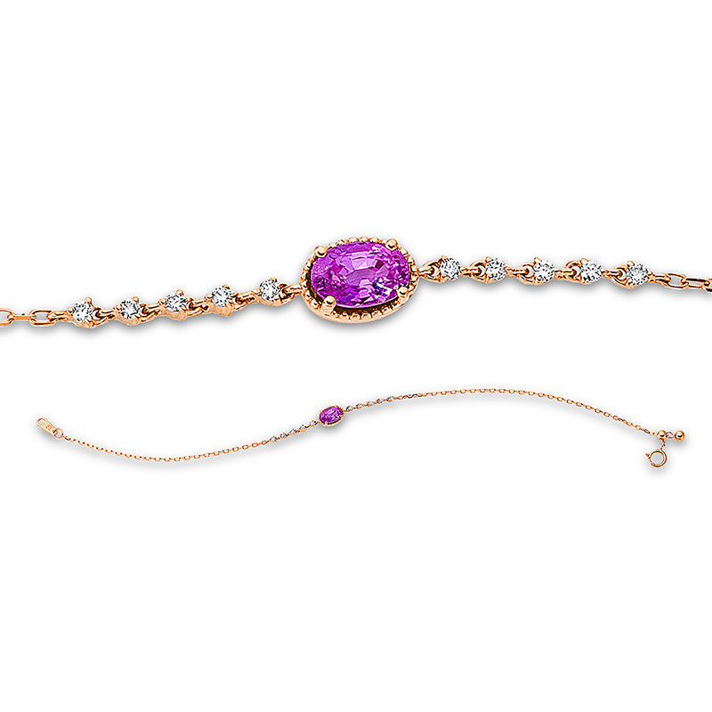 Armband mit Saphir  aus 750/-18 Karat Rotgold mit 10 Diamanten 0