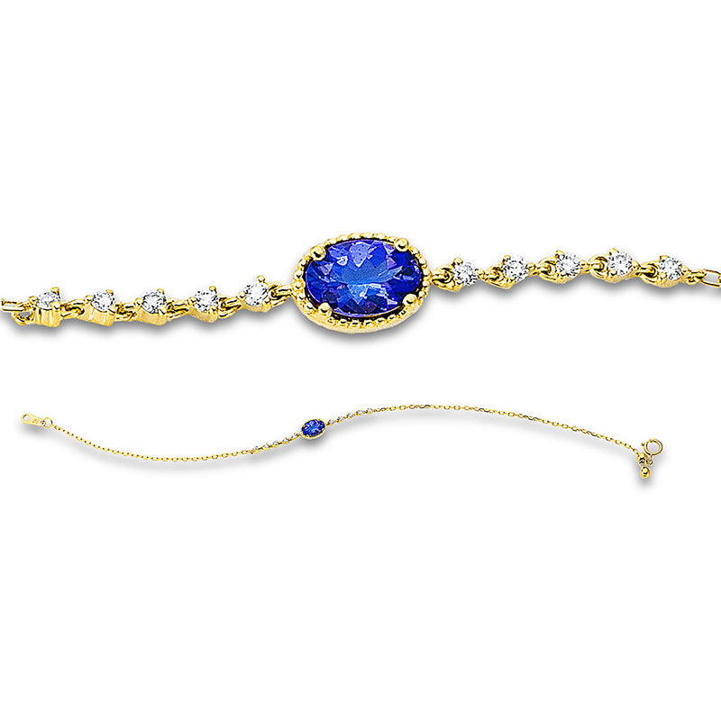 Armband mit Tansanit  aus 750/-18 Karat Gelbgold mit 10 Diamanten 0