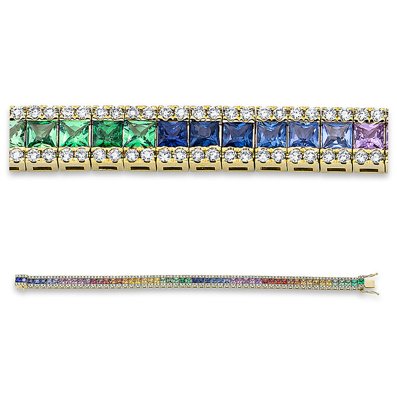 Armband mit Saphir  aus 750/-18 Karat Gelbgold mit 220 Diamanten 2